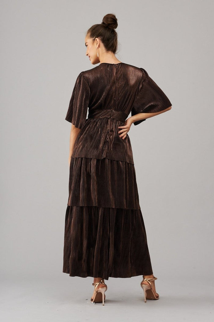 Carnation Maxi Dress In Bronze Lurex - St Frock (Dev)