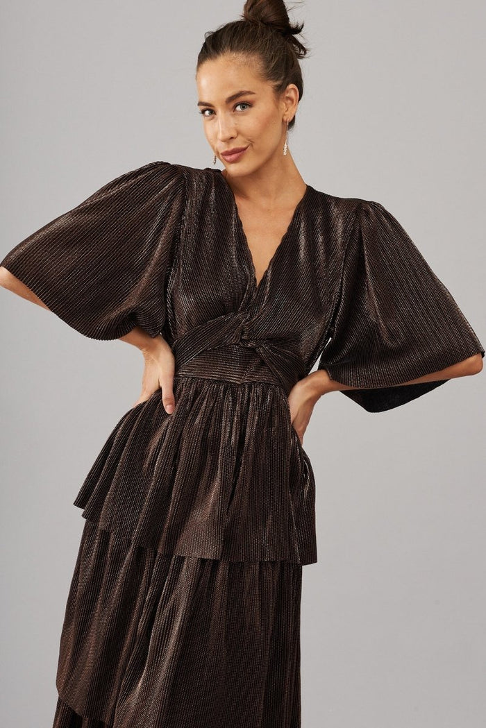 Carnation Maxi Dress In Bronze Lurex - St Frock (Dev)