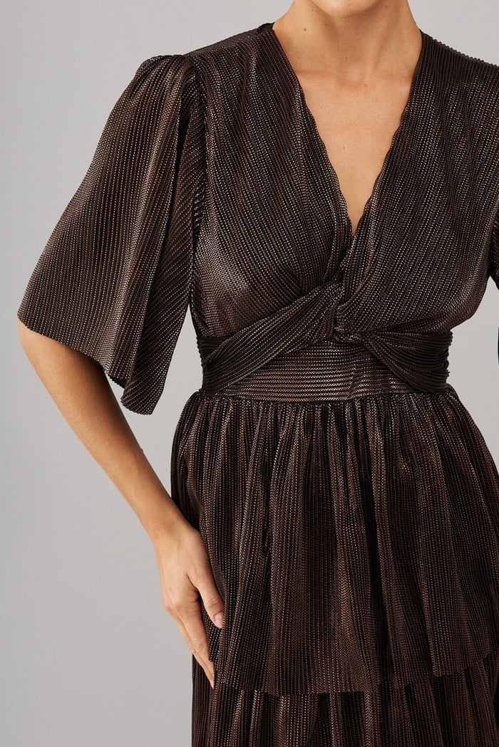 Carnation Maxi Dress In Bronze Lurex - St Frock (Dev)