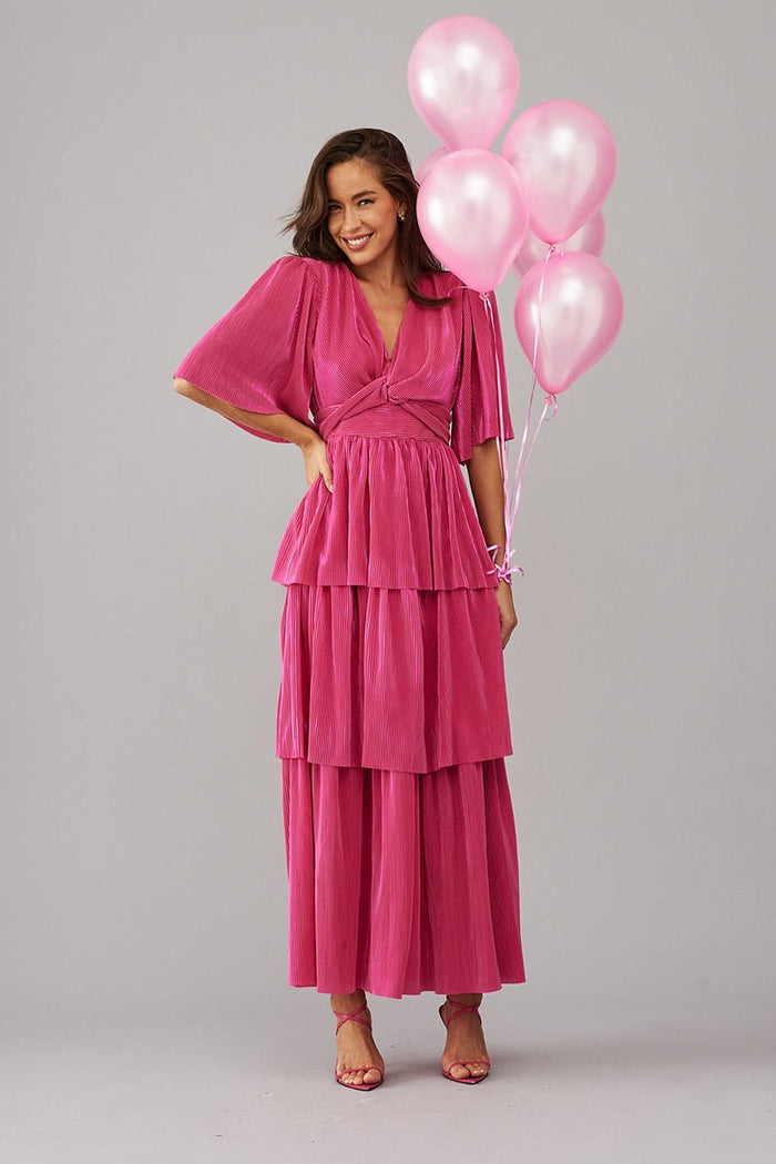 Carnation Maxi Dress In Pink Lurex - St Frock (Dev)