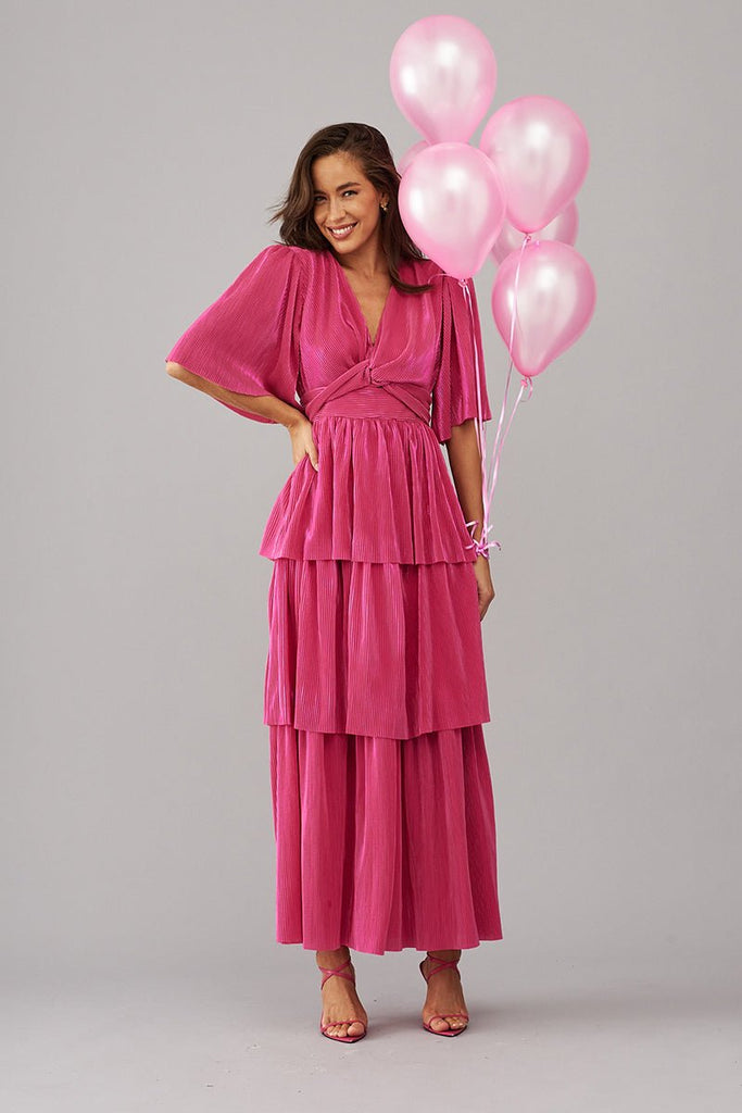 Carnation Maxi Dress In Pink Lurex - St Frock (Dev)