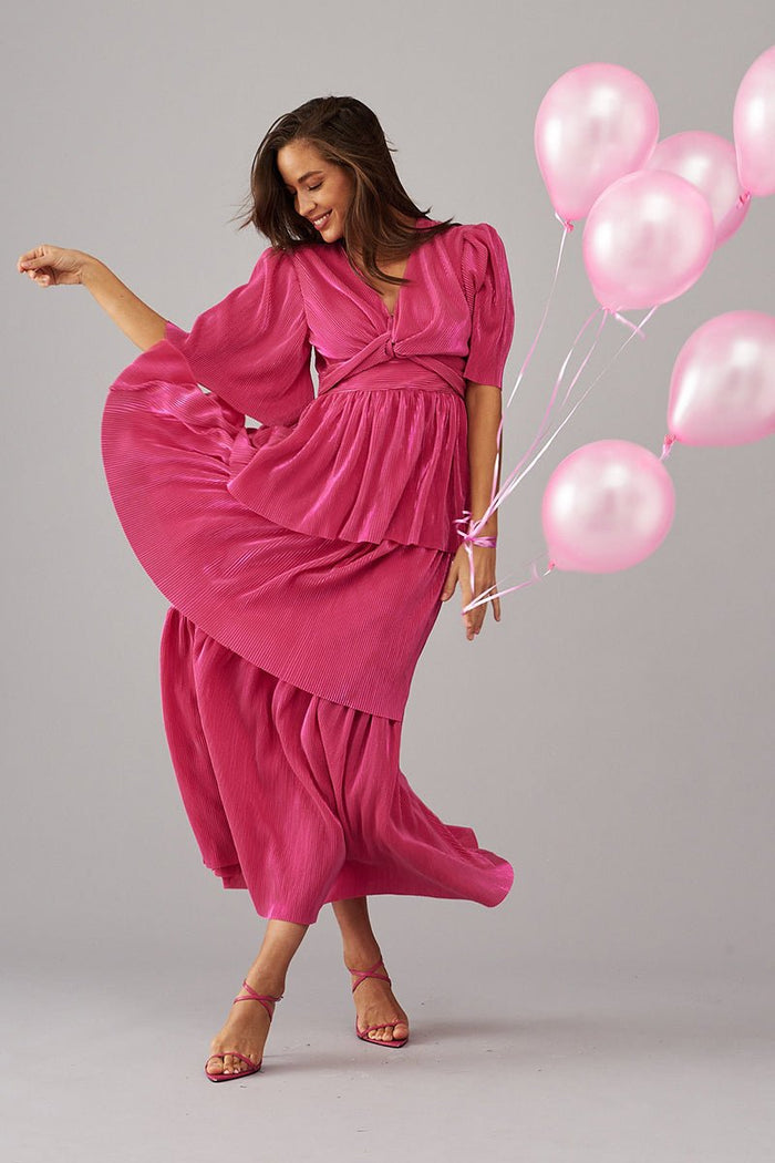 Carnation Maxi Dress In Pink Lurex - St Frock (Dev)