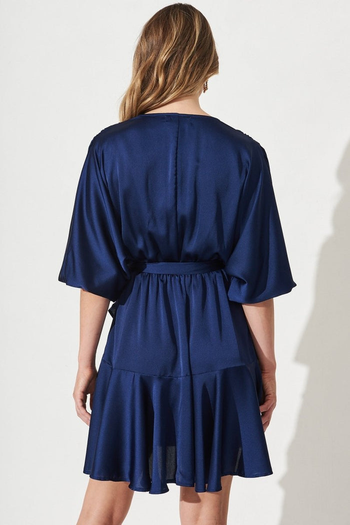 Brylie Dress In Navy Satin - St Frock (Dev)