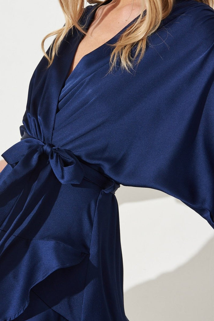 Brylie Dress In Navy Satin - St Frock (Dev)