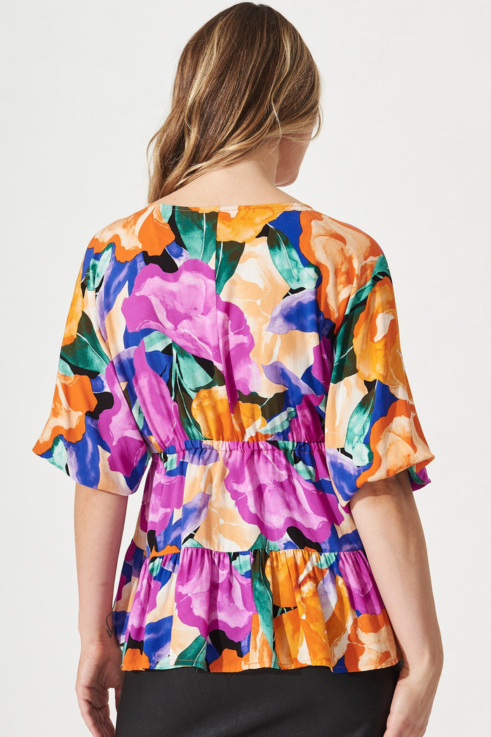 Ellen Top in Multi Floral - Back