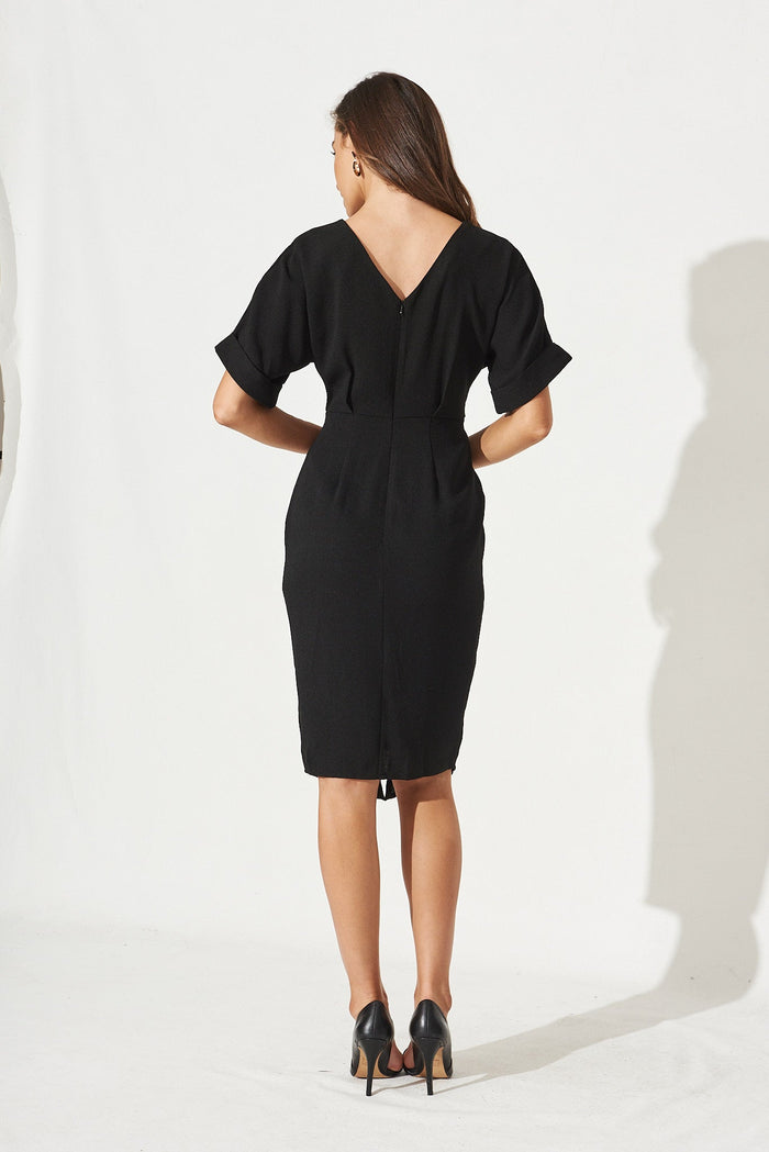 Inka Midi Dress in Black - Back