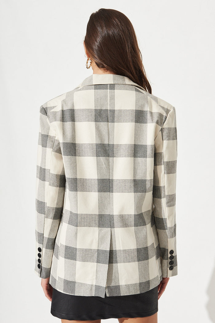 Miley Blazer In Cream With Black Check - Back