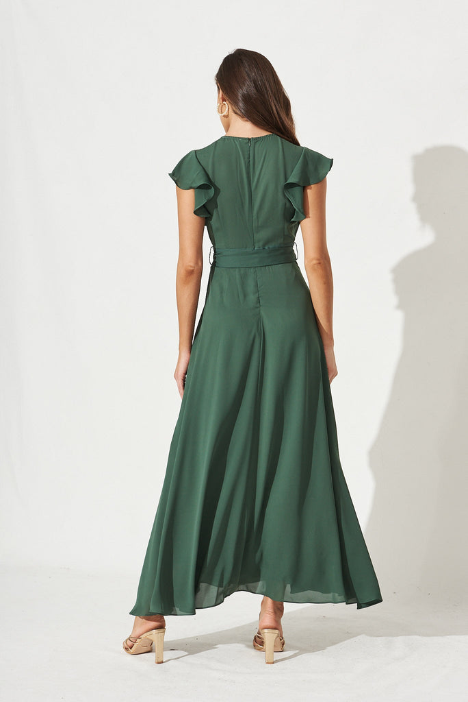 Wynter Maxi Dress In Green - Back