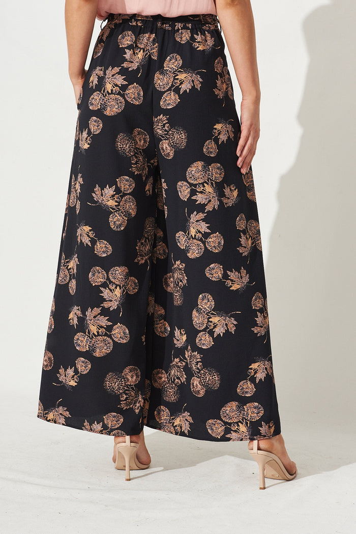 High Hopes Pants In Charcoal With Apricot Floral - Back
