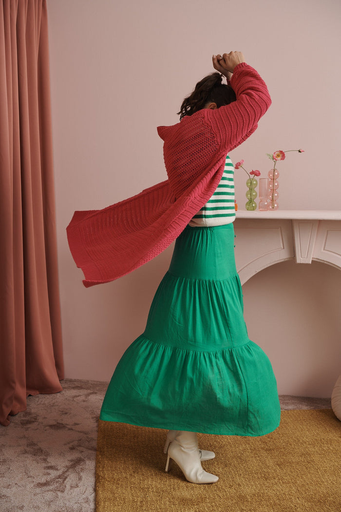 Lorina Knit Cardigan In Pink - Side