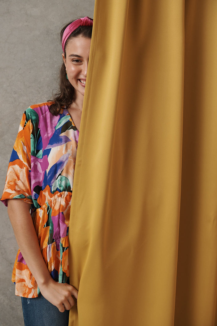 Ellen Top in Multi Floral - Front Detail