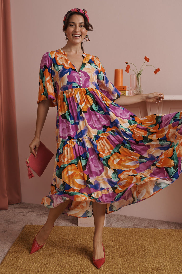 Keely Maxi Dress in Multi Floral - Full Length