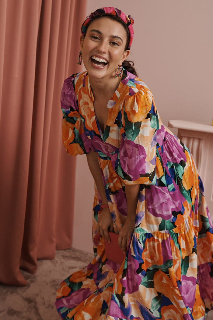 Keely Maxi Dress in Multi Floral - Front
