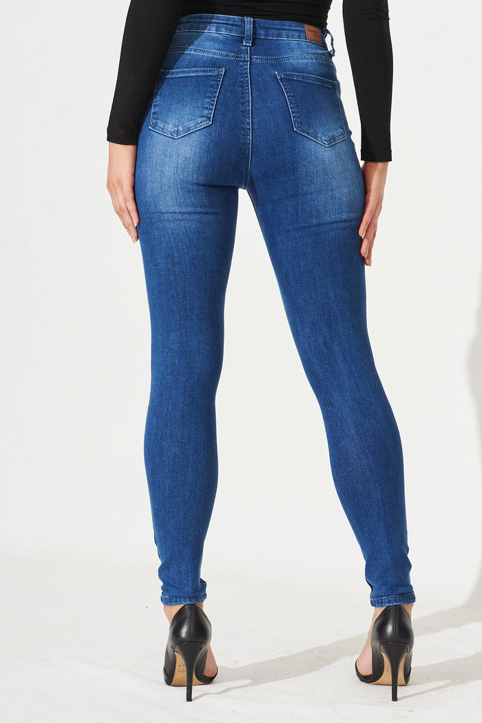 Hardy Stretch Denim In Dark Blue Wash - Back