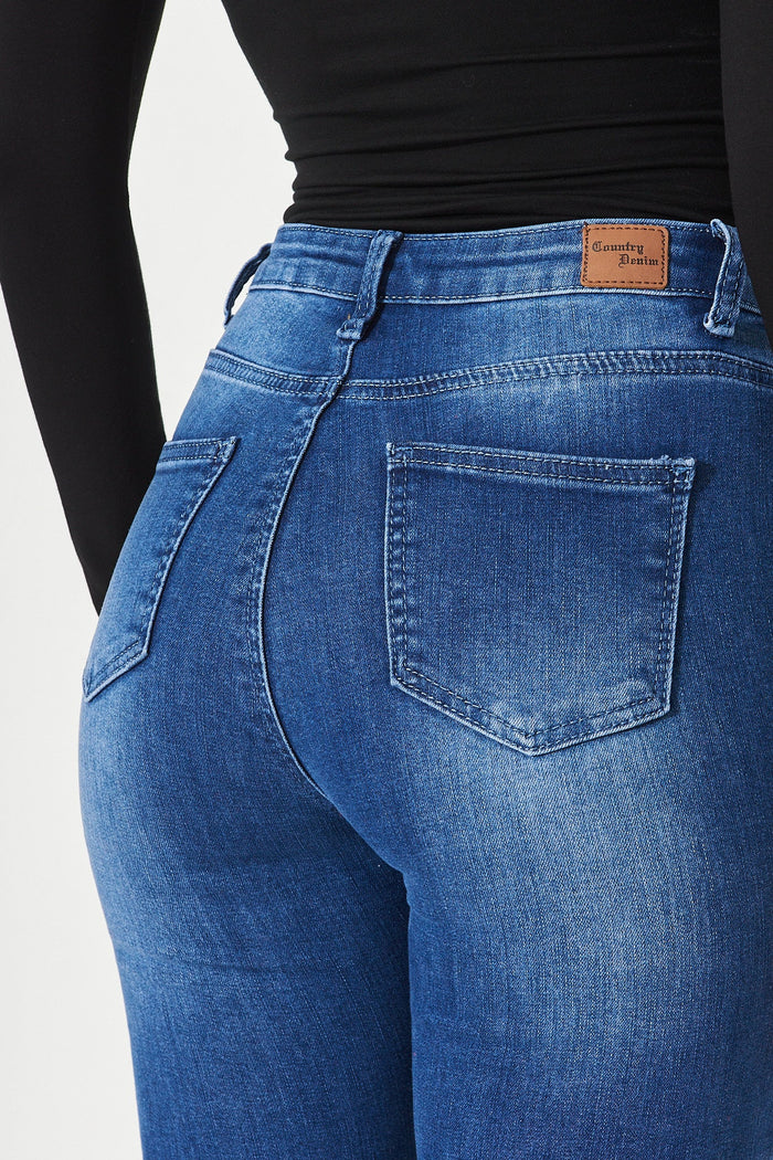 Hardy Stretch Denim In Dark Blue Wash - Back Detail