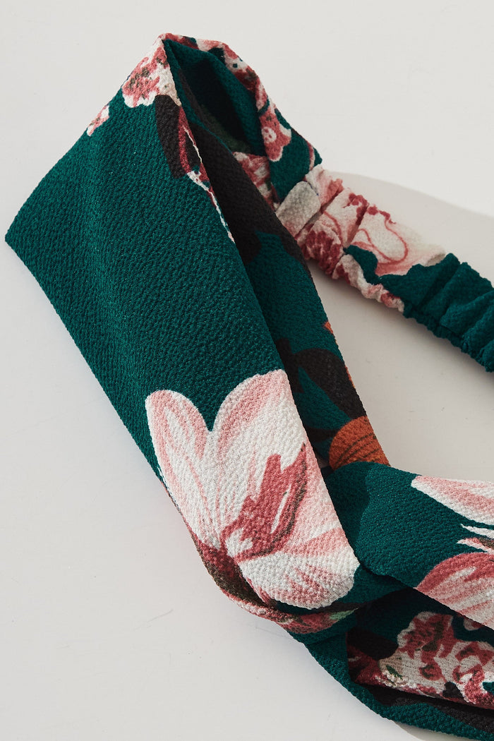 August + Delilah Vegara Headband in Green Floral - Detail