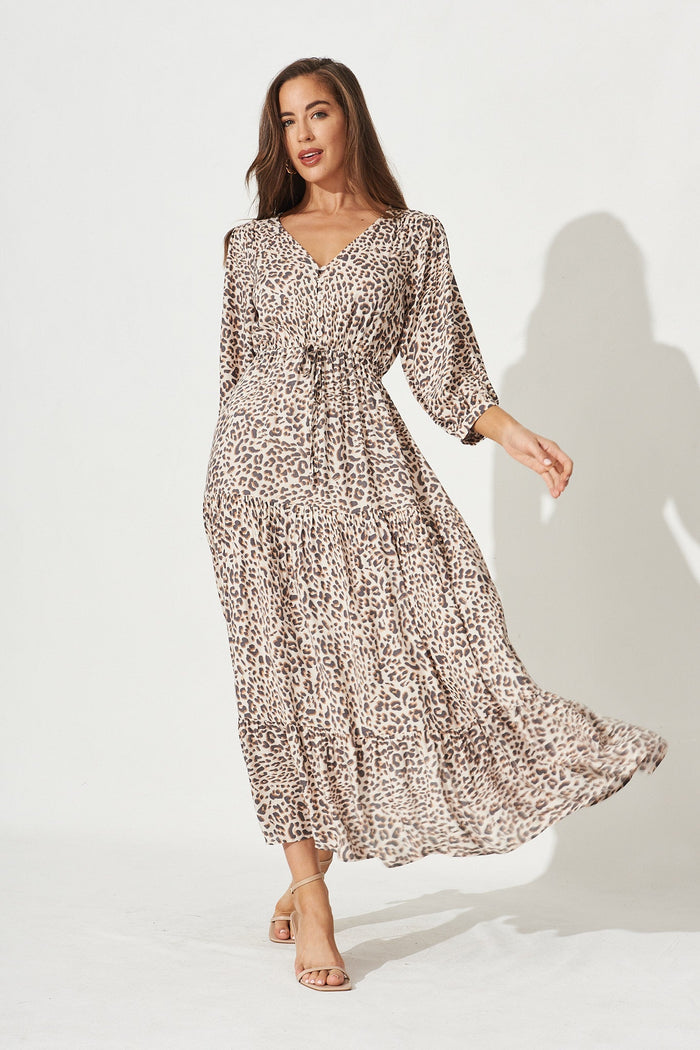 Emillia Maxi Dress in Leopard Print - Full Length