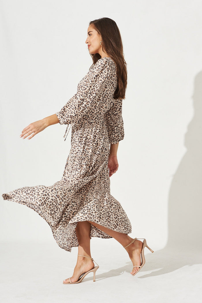 Emillia Maxi Dress in Leopard Print - Side