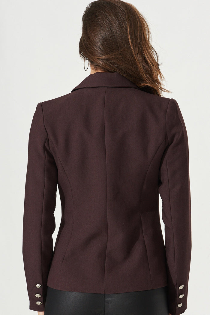 Nataly Blazer In Chocolate Brown - Back