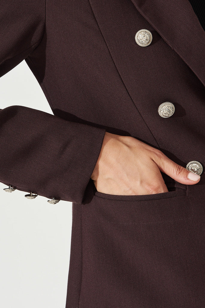 Nataly Blazer In Chocolate Brown - Detail