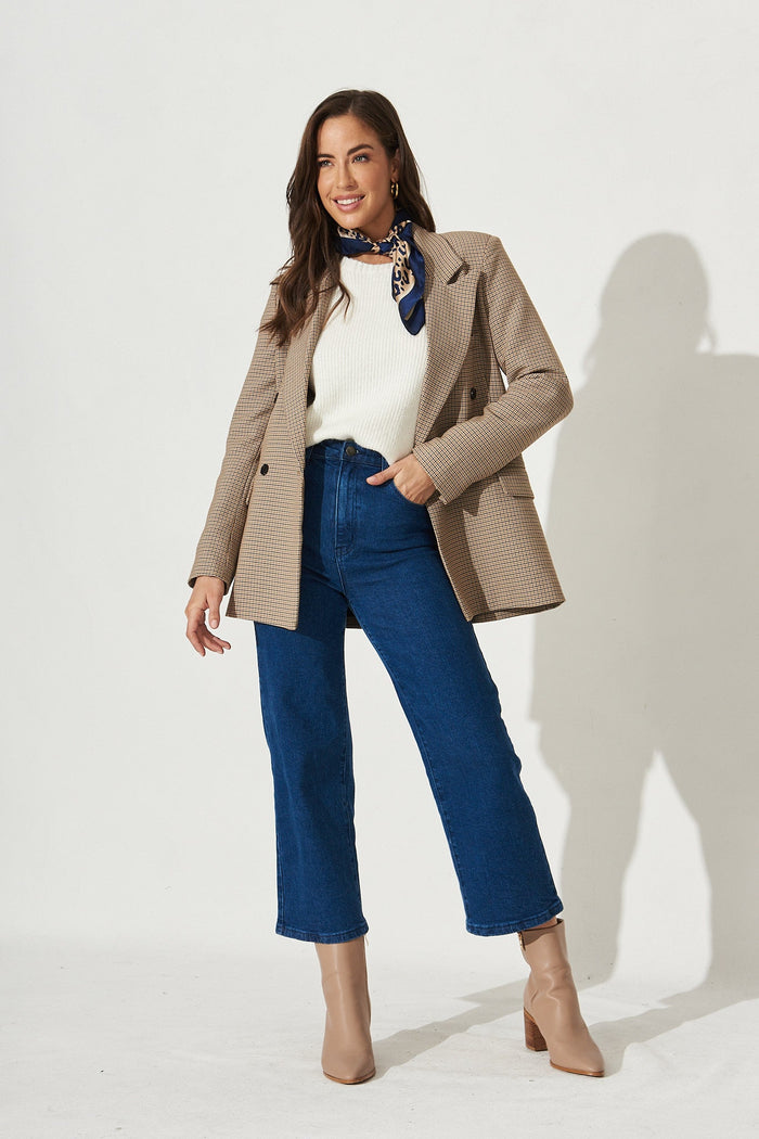 Jordie Wide Leg Denim Jean In Blue - Front Detail