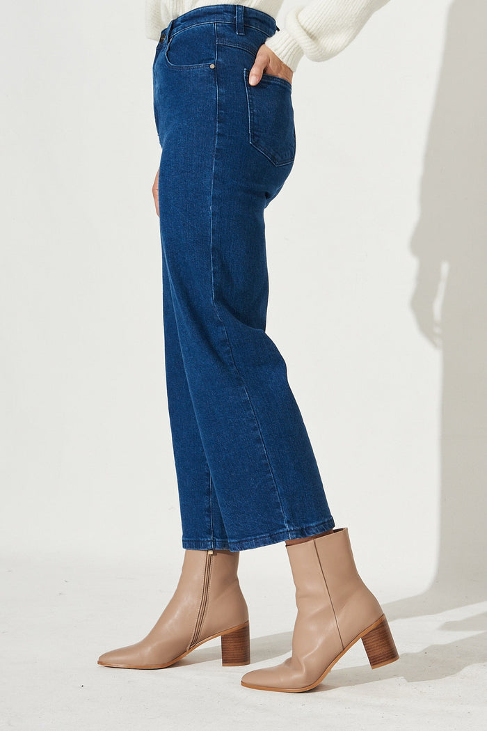 Jordie Wide Leg Denim Jean In Blue - Side