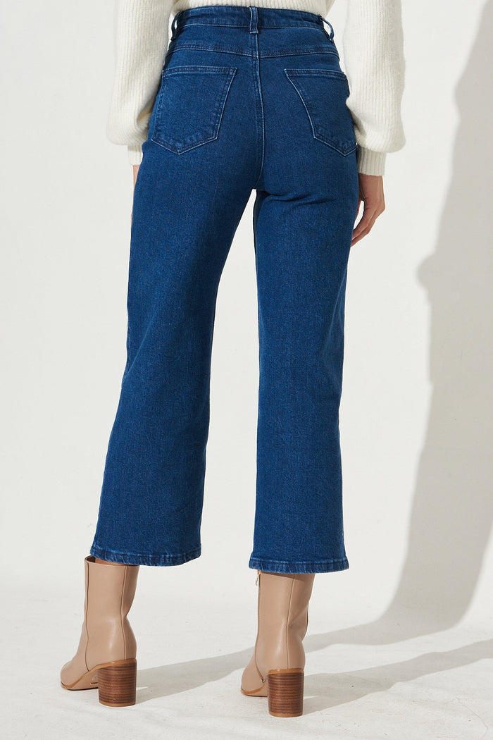 Jordie Wide Leg Denim Jean In Blue - Back