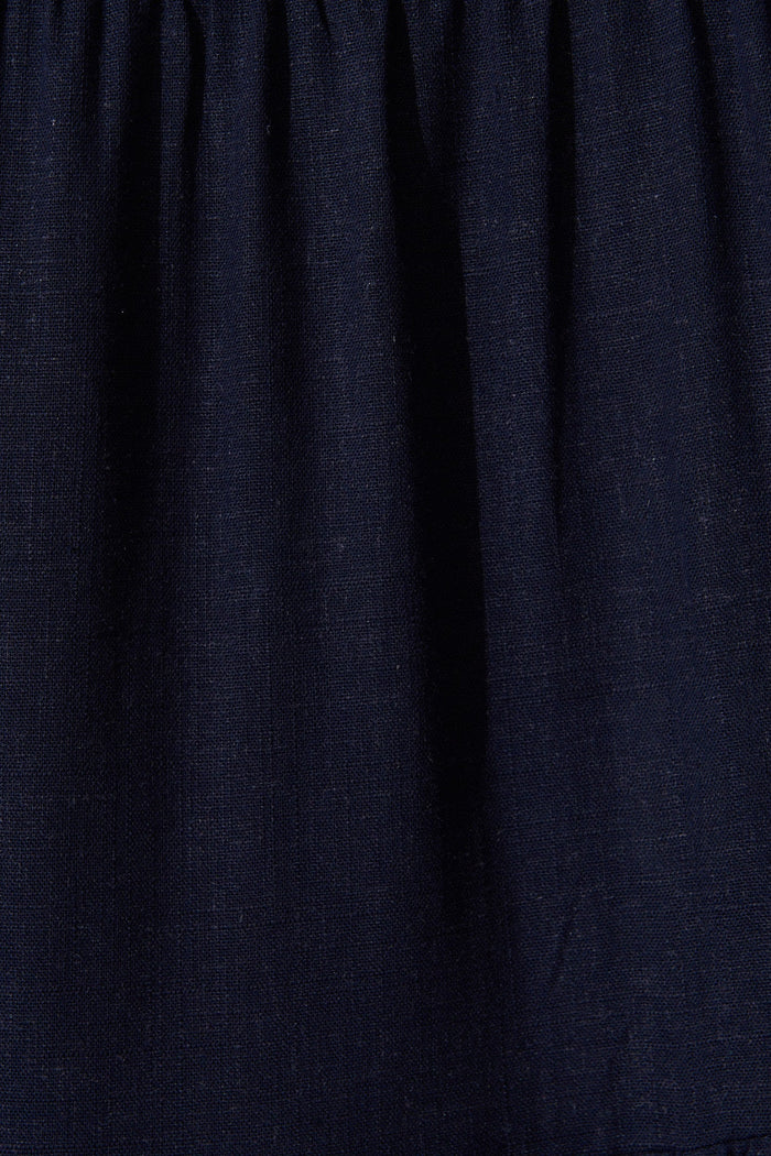 Evelyne Maxi Dress in Navy Linen Blend - Fabric