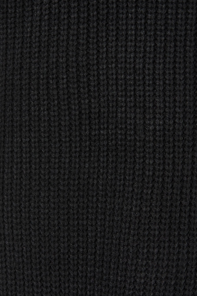 Viola Zip Athleisure Knit Dress in Black - Fabric