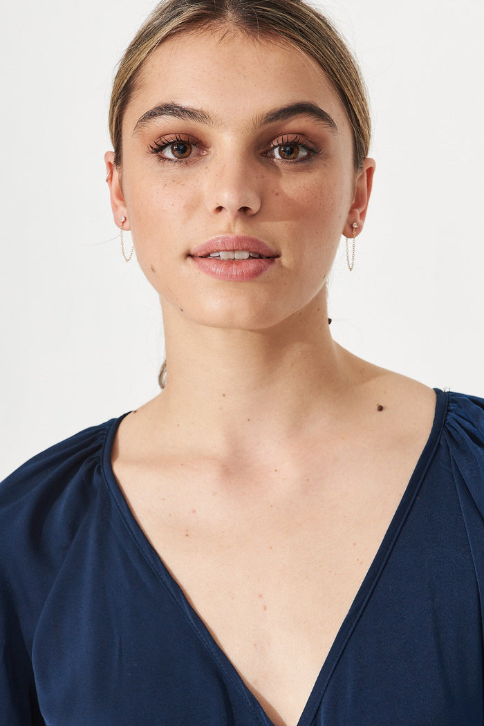  August + Delilah Mystic Chain Stud Earrings in Gold - Front