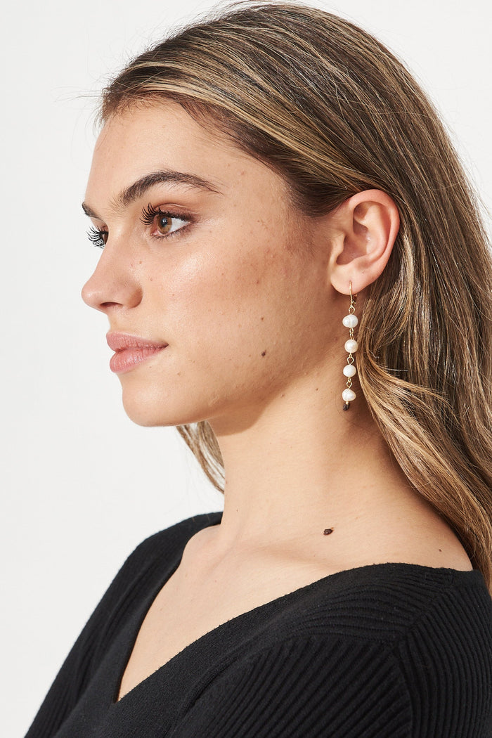 August + Delilah Oceana Drop Earrings In Pearl - St Frock (Dev)
