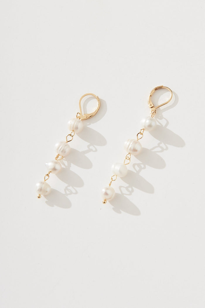 August + Delilah Oceana Drop Earrings In Pearl - St Frock (Dev)
