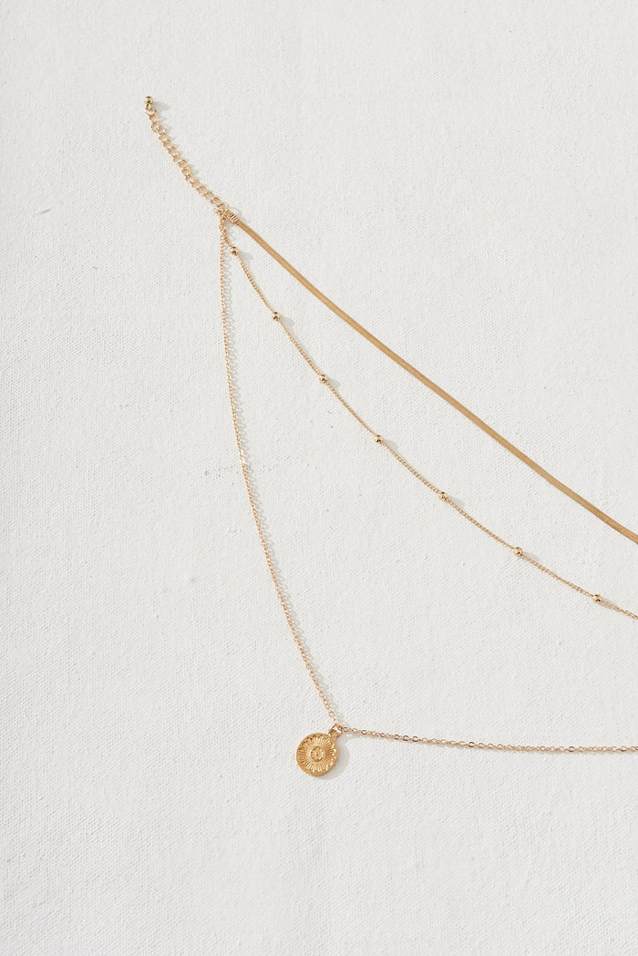 August + Delilah Nisca Layered Necklace in Gold - Side