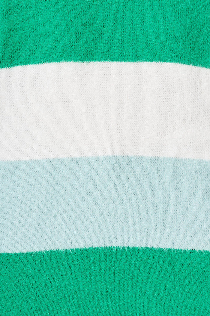 Flavia Colourblock Knit In Green And White - Fabric