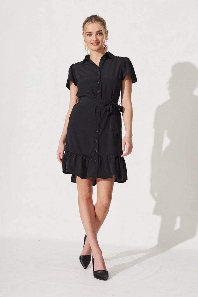 Charlotte Shirt Dress In Black - St Frock (Dev)