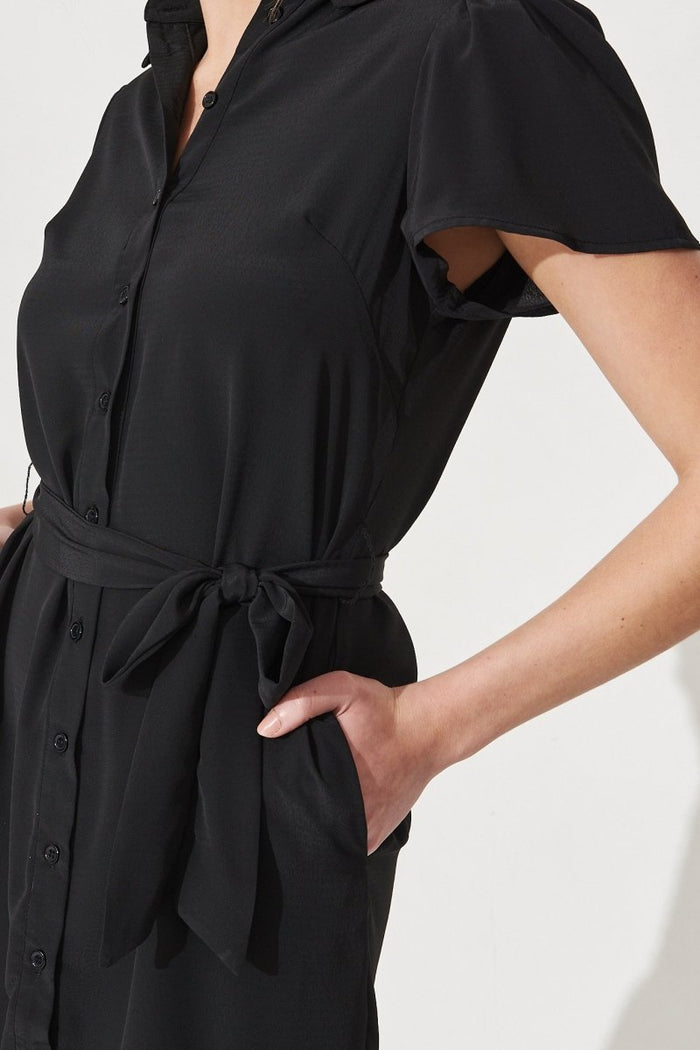 Charlotte Shirt Dress In Black - St Frock (Dev)