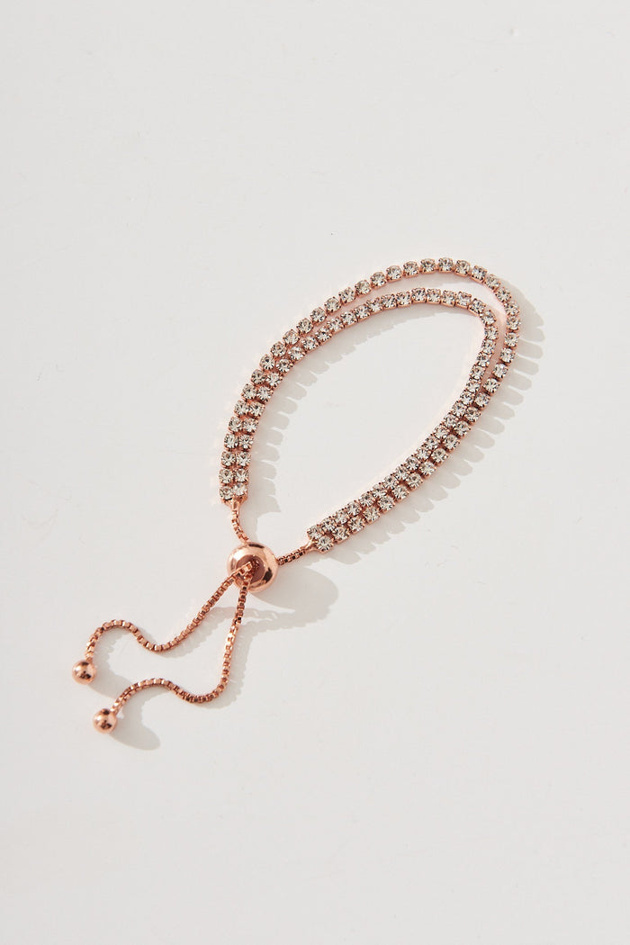August + Delilah Monaco Bracelet In Rose Gold Diamante - Full Length