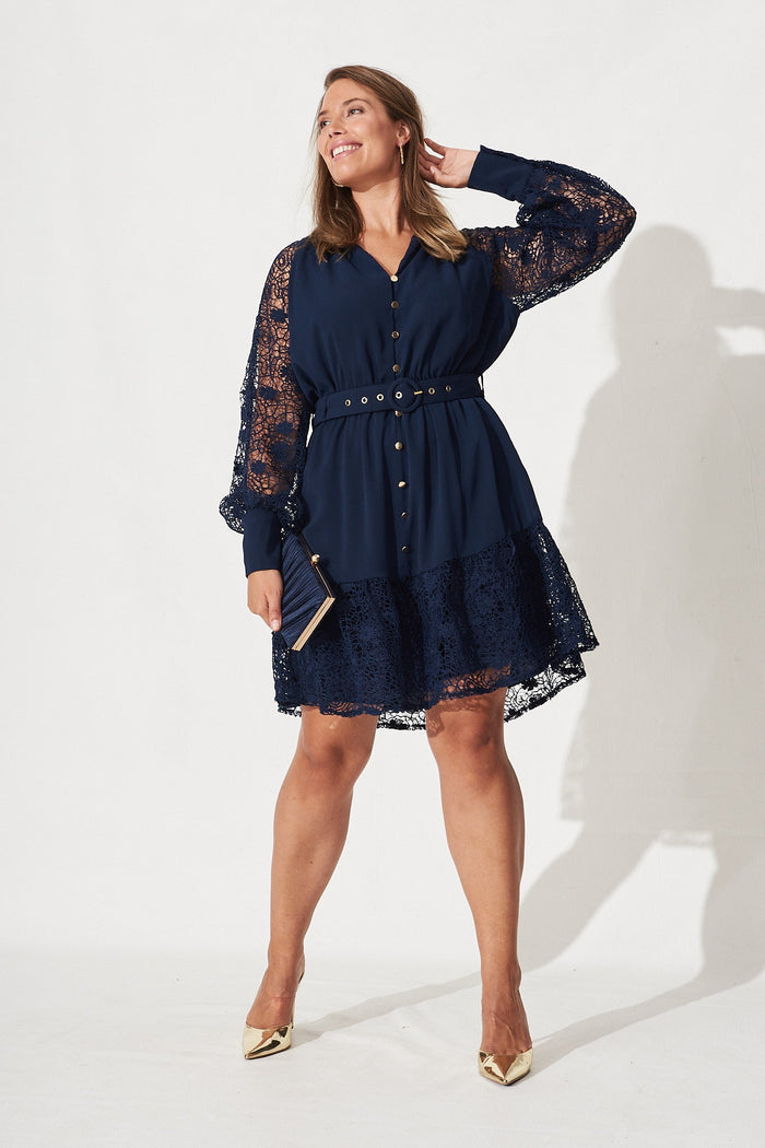 Alannah Dress In Navy Lace - Full LengthAlannah Dress In Navy Lace - full length