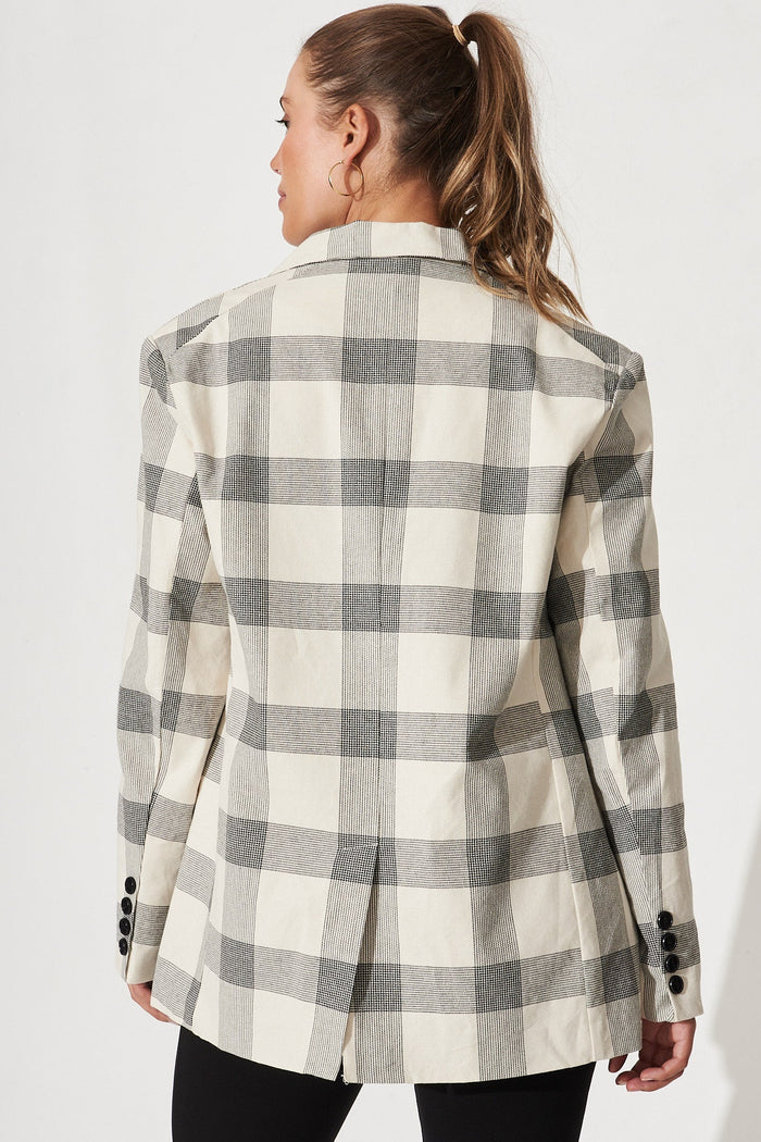 Miley Blazer In Cream With Black Check - Back