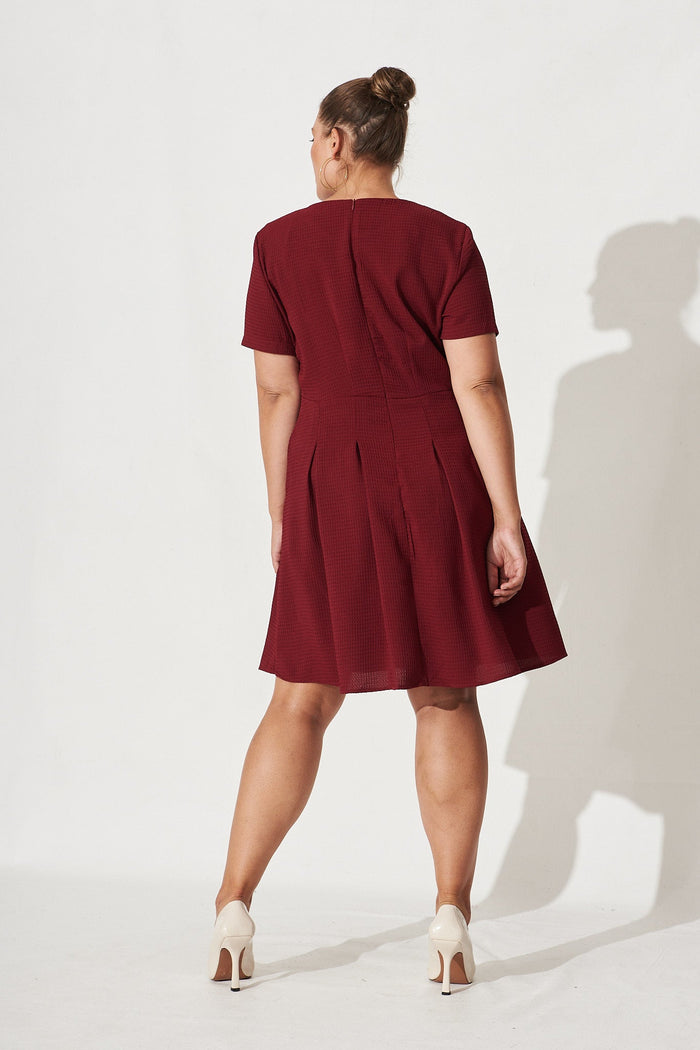 Elizabeth Dress In Textured Wine - Back