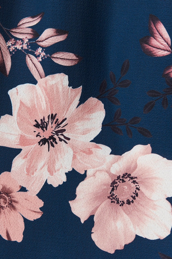 Jemimah Midi Dress In Teal With Blush Floral - Fabric