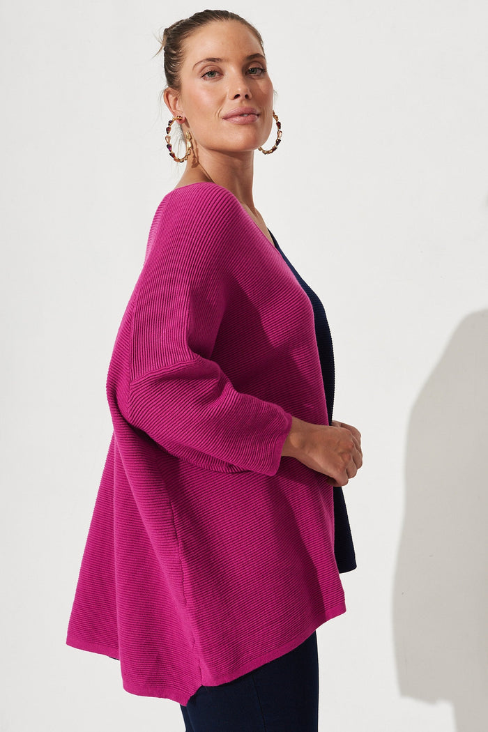 Mandie Colourblock Knit In Navy Multi - Side