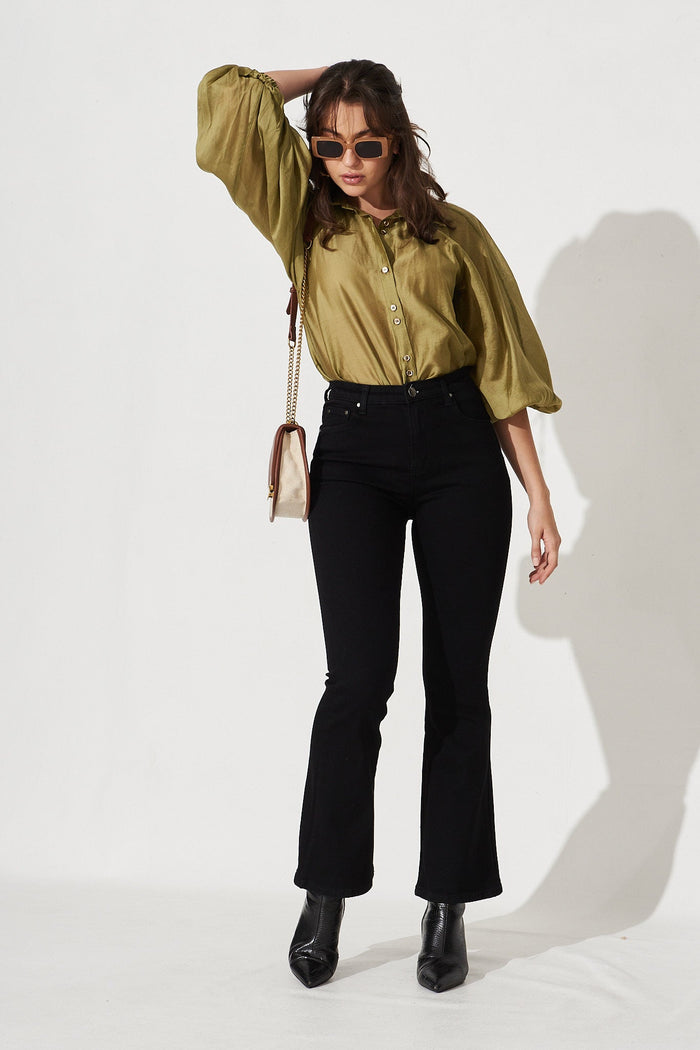 Austin Denim Flare Jeans In Black - Full Length
