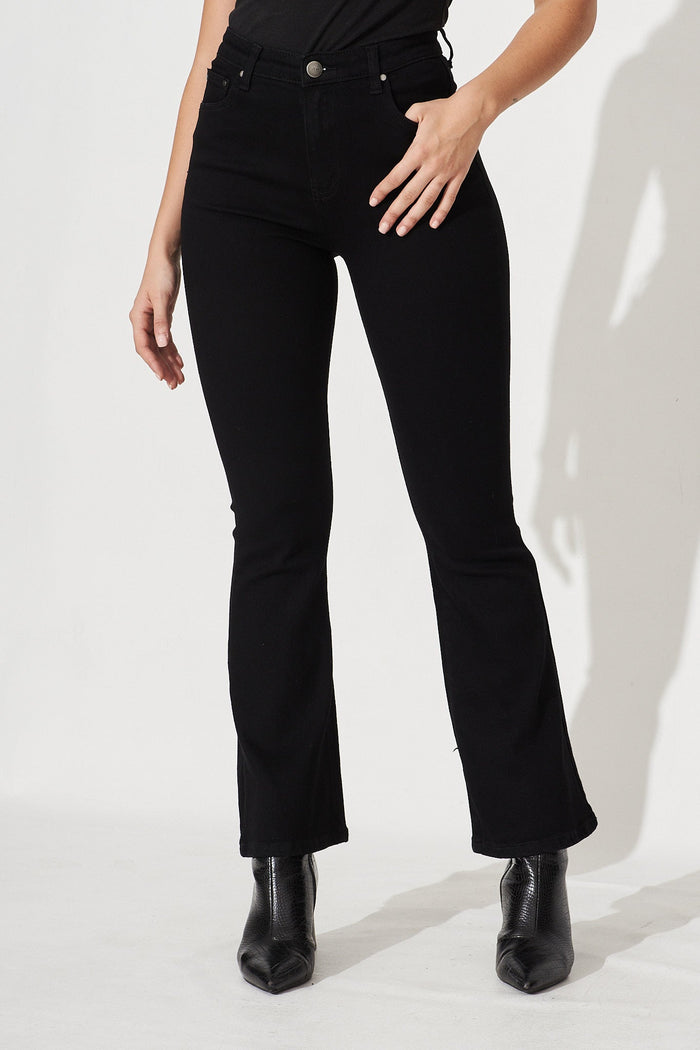 Austin Flare Jeans In Black Denim - St Frock (Dev)