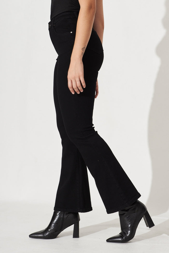 Austin Denim Flare Jeans In Black - Side
