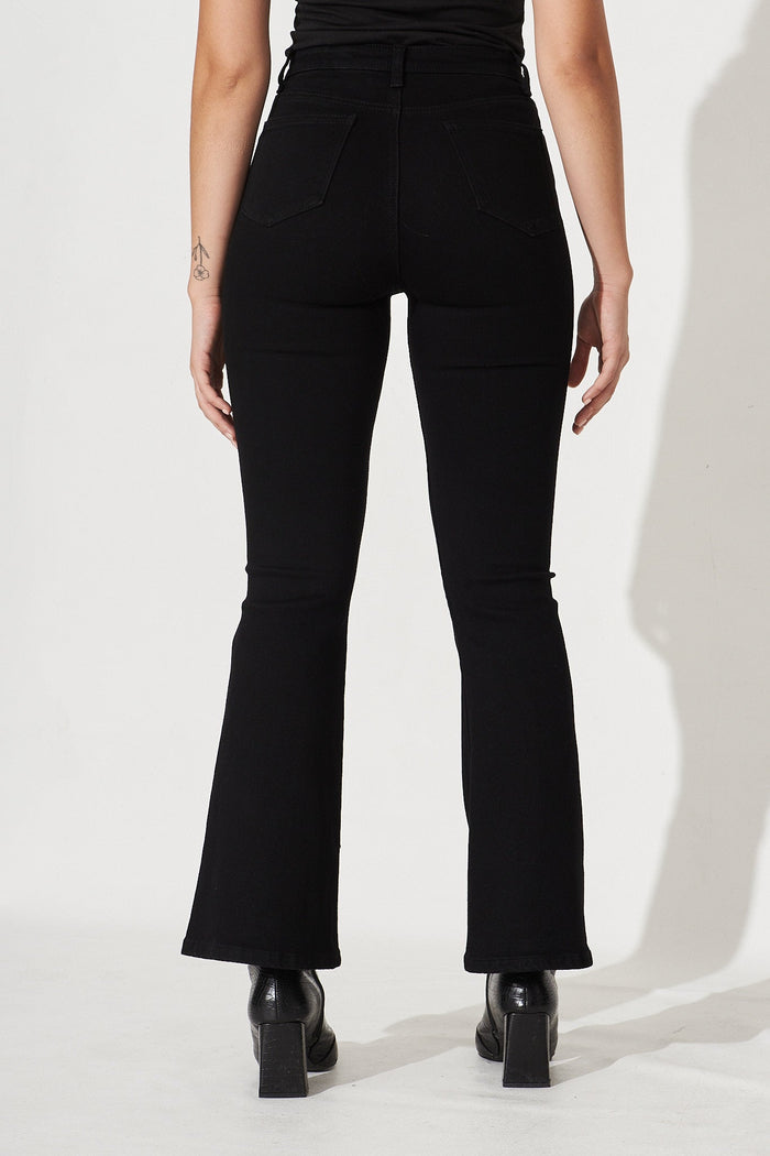 Austin Denim Flare Jeans In Black - Back