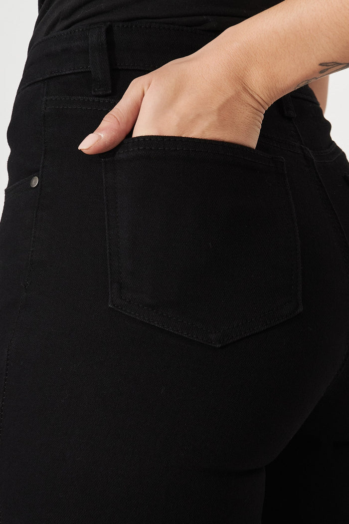 Austin Denim Flare Jeans In Black - Detail