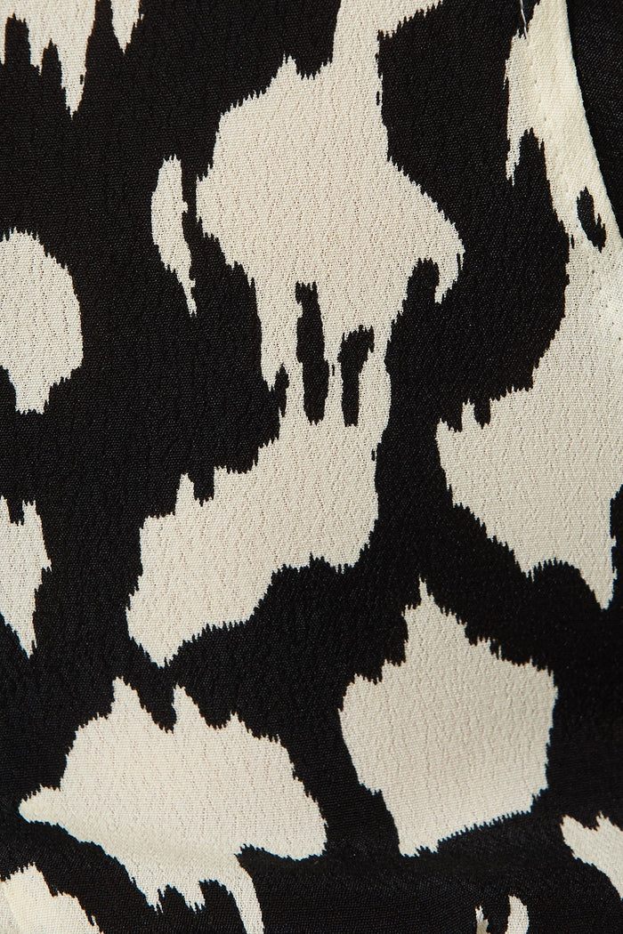 Nerilee Maxi Dress In Black With White Leopard Print - Fabric