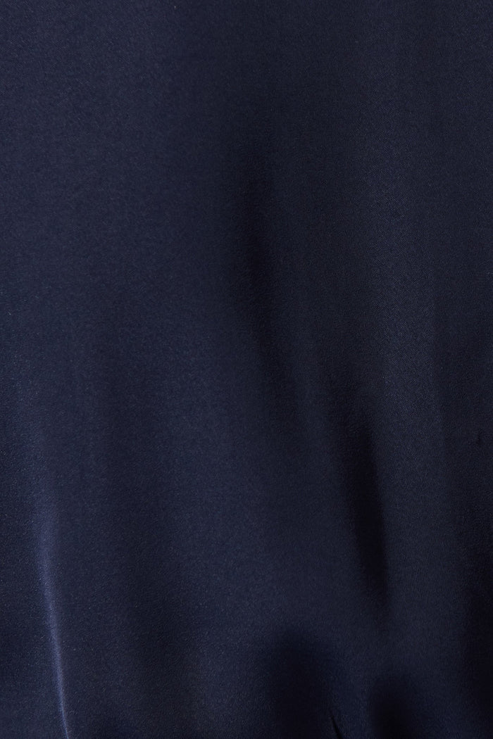 Dominique Maxi Dress In Navy Satin - Fabric