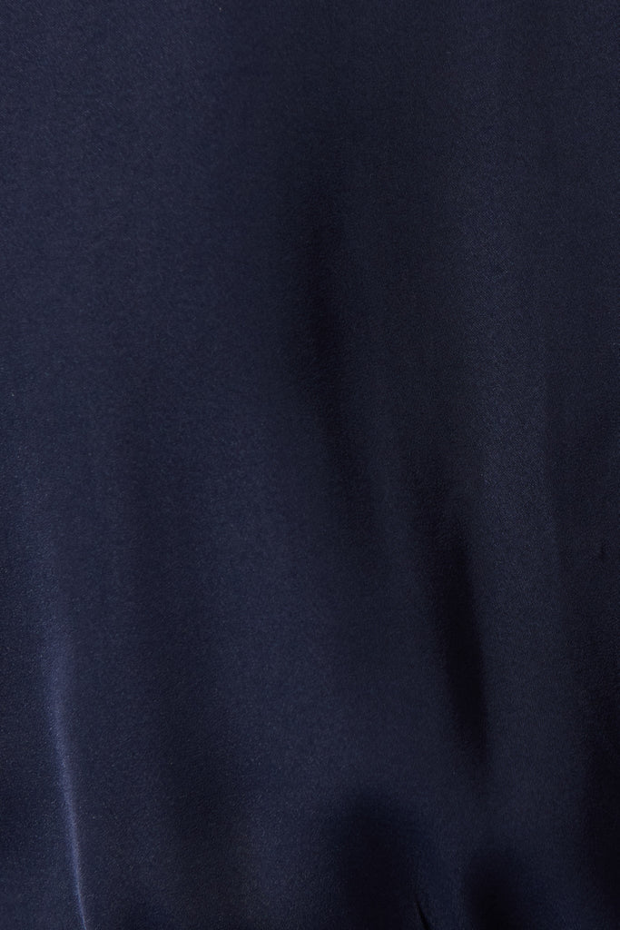 Dominique Maxi Dress In Navy Satin - Fabric